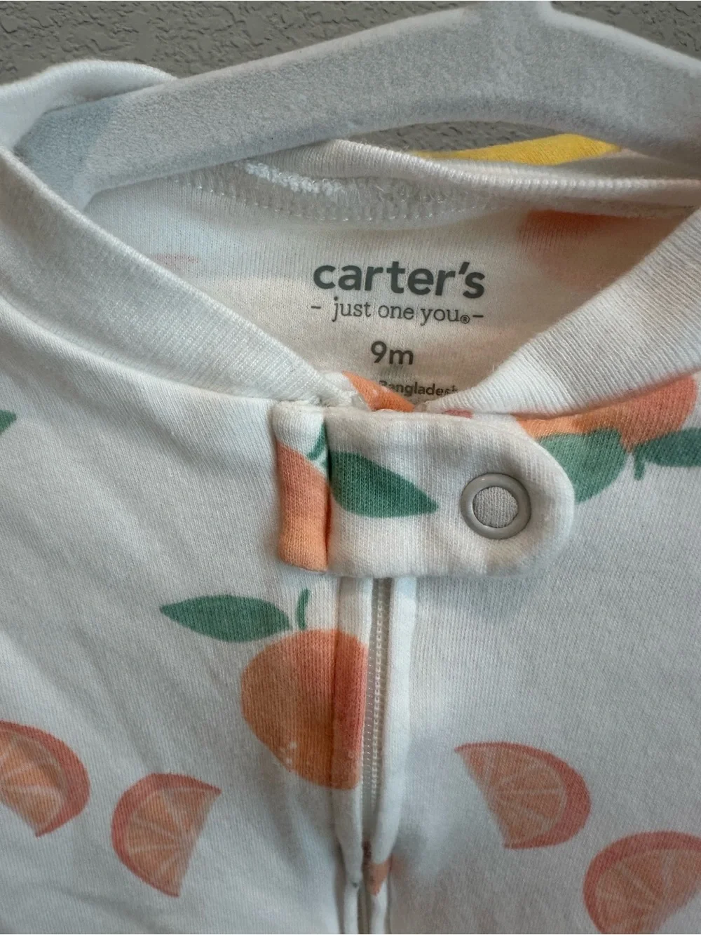 Carter's Girls Fruit Print Footed One-Piece Sleepers - Peach, Lemon & Lavender